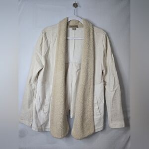 True Vintage Cream Sherpa-Lined Collar  Women's Jacket Size Large Shimmer Fibers